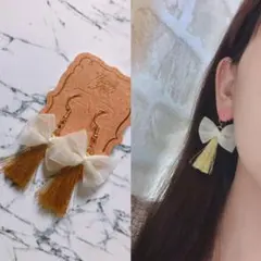 ハンドメイドイヤリング（ピンク）ピアス（イエロー）