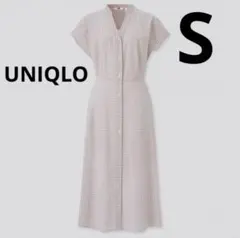 UNIQLO レーヨンローンフレアワンピース　ベージュ　Sサイズ　半袖