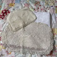 アイボリー レース編み マット 2点セット