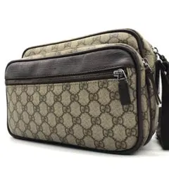 【良品】GUCCI ショルダーバッグ GGスプリーム PVC 斜めがけ ブラウン