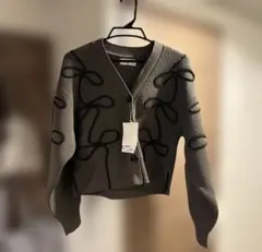 ADAM ET ROPE’ ラインニットカーディガン ダークブラウンフリーサイズ