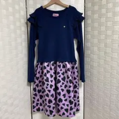 ケイトスペード　長袖ワンピース　ネイビー　ピンク　ハート　150cm