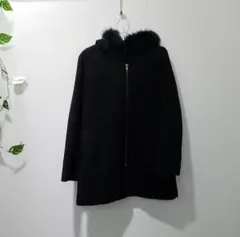 オペークドットクリップ コート ファー ブルーフォックス 毛皮 フルジップ 高級