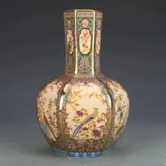 中国　粉彩　花鳥文　木瓜形瓶　C　R5635 中国 粉彩 花鳥文 木瓜形瓶 C R5635 - メルカリ