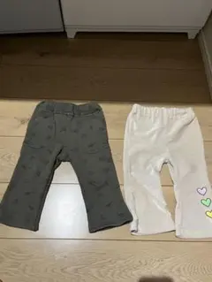 ベビー服 パンツセット カーキ　クリーム色