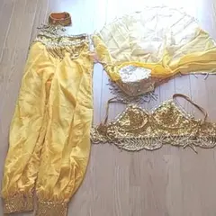 黄色のアラビア系、バリ系衣装一式4点セット