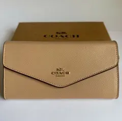 coachコーチ シャンパンゴールドレディース長財布スリムコンパクト 