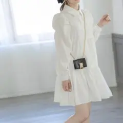 GRLグレイル【L】パワショルティアードシャツワンピース