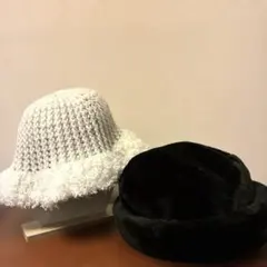【2個セット】バケットハット　ロシア帽　ニット帽