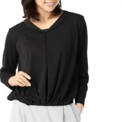 美品　COMME CA ISM 衿の部分使いがポイント　ジャージーブラウス　春服のサムネイル