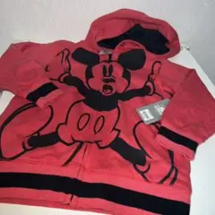 新品タグ付き☆ ジップアップパーカー　フード、ファスナー付き　ミッキー