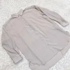 オペークドットクリップ　レディース 　シフォンブラウス　サイズⅬ　40　ベージュ