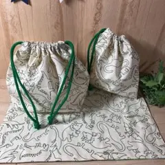 【ハンドメイド】恐竜柄　ランチ3点セット