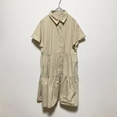 GU ティアードシャツワンピース ベージュ Mサイズ 半袖 Aライン コットン