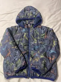 【恐竜柄】中綿アウター　ダウン　ジャケット　130 ネイビー　ジャンパー