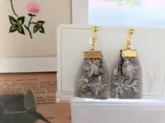 インド刺繍リボン イヤリング ピアス