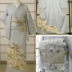 美品　正絹　色留袖　袋帯　三越物　ブルー　金彩　４点フルセット　入学式　結婚式