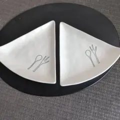 ケーキ皿　取り皿　カトラリー柄 デザート皿　三角形