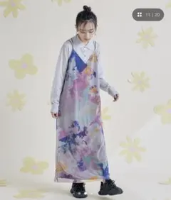 美品☆miette ミエット シアーワンピース 総柄 キャミワンピ ☆水彩画風のサムネイル