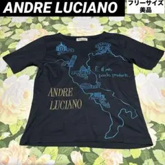 美品【値下げOK】ANDRE LUCIANO イタリア地図Tシャツ Fサイズ 黒のサムネイル