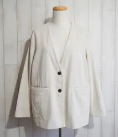 美品　Ray BEAMS　コーデュロイ　ノーカラーボタンジャケット　ポケット付き