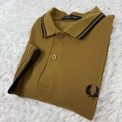 フレッドペリー M3600 ポロシャツ ダークキャメル　黒　S 半袖 鹿の子