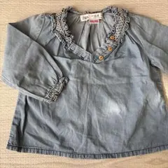 ZARA デニムブルー フリル付きシャツ 12-18ヶ月