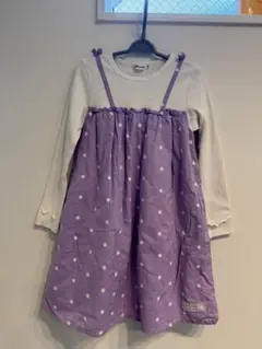 aime BeBe 紫 ドット柄 ワンピース 130