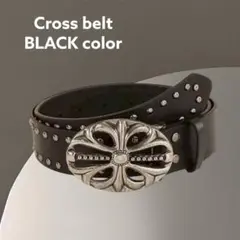 ベルト 十字架 クロス バックル ブラック スタッズ　Y2K グランジ