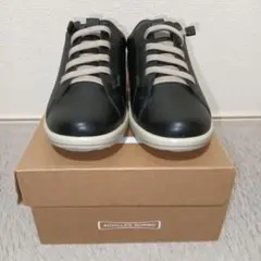 アキレスソルボ　幅広 4E レザー スニーカー ブラック　23.5cm