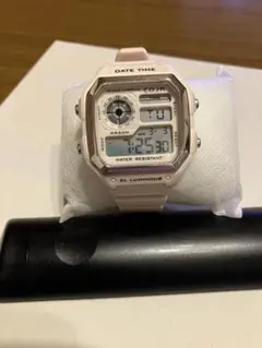 デジタル腕時計、レディース、ピンク