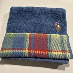 Polo Ralph Lauren ブルー チェック柄タオルハンカチ　新品未使用