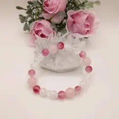 天然石 ブレスレット ローズクォーツブレスレット キャンディピンクカルセドニー