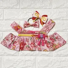 LOVOT ラボット 服 ピンク花柄 着物風ワンピース ①