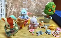 シルバニアファミリー★シトラスバード＆きりん赤ちゃん計3体+パンケーキセット一部