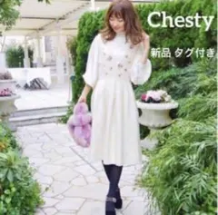 新品タグ付 Chesty チェスティー ビジュー ジャンパースカート ワンピース