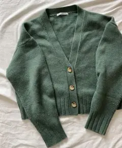 BEAUTY&YOUTH Vネック　ショート　カーディガン　ライム