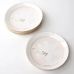 HANAE MORI☆百合柄の陶器プレート5枚☆直径16.6cm☆yamaka製のサムネイル