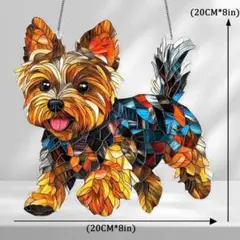 ヨークシャーテリア　走る　サンキャッチャー　ウェルカムボード　　ヨーキー