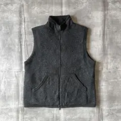 【美品】Eddie Bauer ウールジップベスト M ダブルジップ グレー