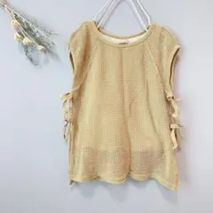 petit main サイドスリットメッシュロングTシャツ