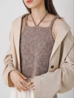 kastane ニットビスチェキャミ　ブラウン