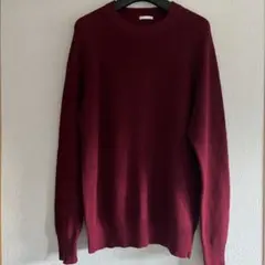 バーガンディ ラグランスリーブ 綿100%セーター Lサイズ　ダークレッド色