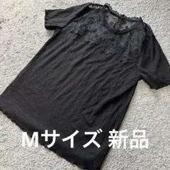 イング INGNI 部分レースリブ半袖カットソー黒M 新品のサムネイル