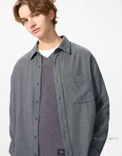 【ユニクロ】フランネルシャツ　グレー