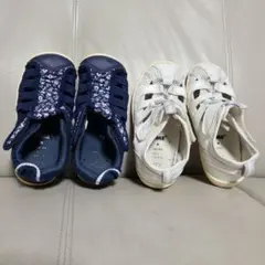 ネイビー・ホワイト シューズ 2足セット　17センチ