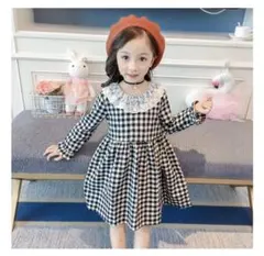 子供 子供服 ワンピース ギンガムチェック レース 女の子 春服 秋服 冬服