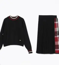 美品　クレストブリッジチェックジャカードニットセットアップワンピース