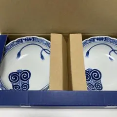 大相撲　初場所　枡席のお土産　青い軍配模様の皿 2枚セット