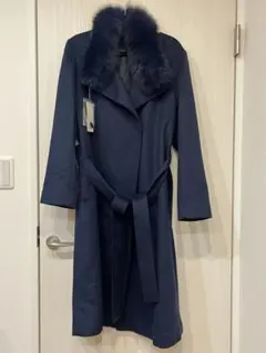 カシミヤ100% フォックスファー付き ロングコート
